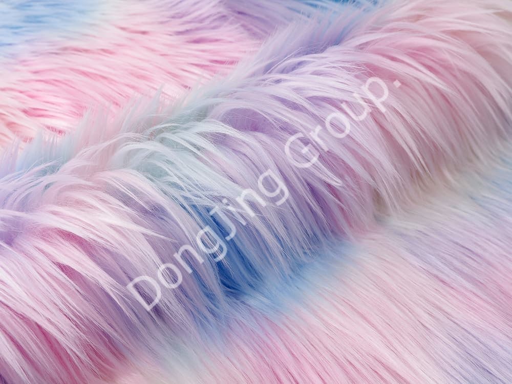 DW0020 جاكار بخمسة ألوان أزرق ووردي وأصفر faux fur fabric