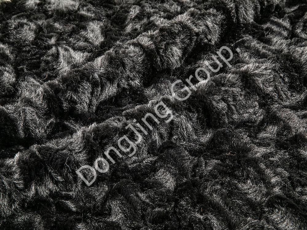 9T2446-شعر أرنب مصقول أسود faux fur fabric