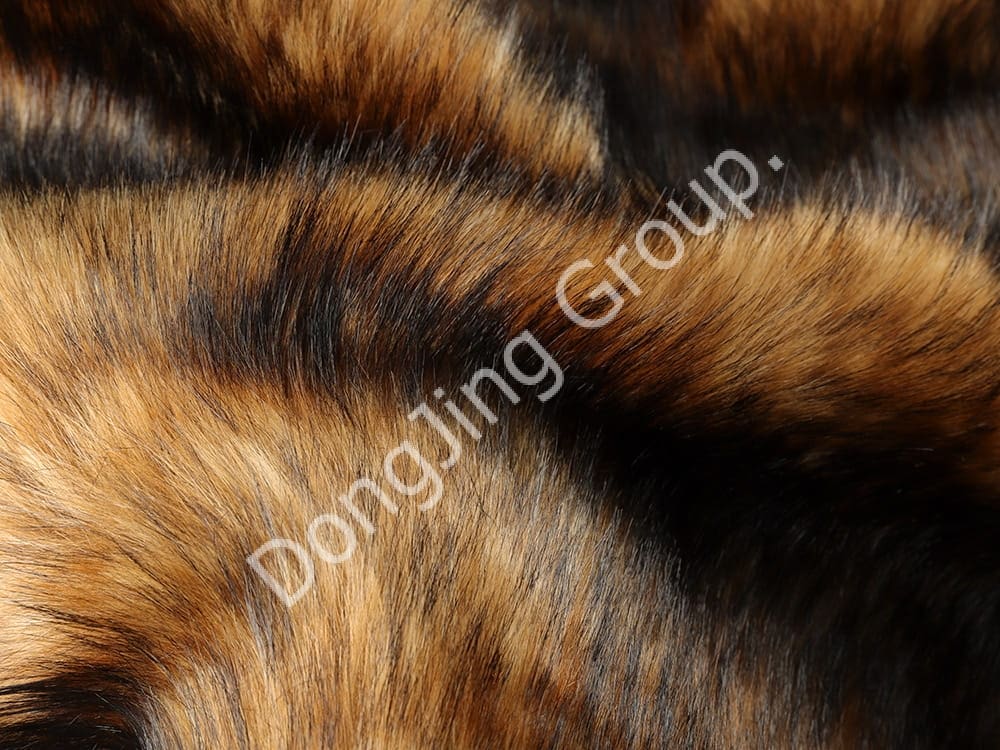 9W0591- شعر الراكون ذو الرأس المزدوج من قماش الجاكار باللونين البني والبيج faux fur fabric