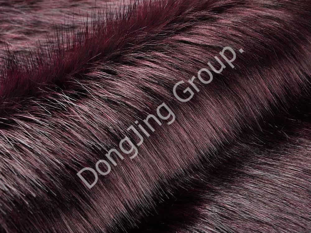 DP0663- طرف مصبوغ باللون الرمادي الداكن والنبيذ الأحمر faux fur fabric